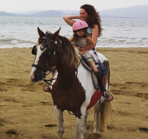 horse riding mum and child